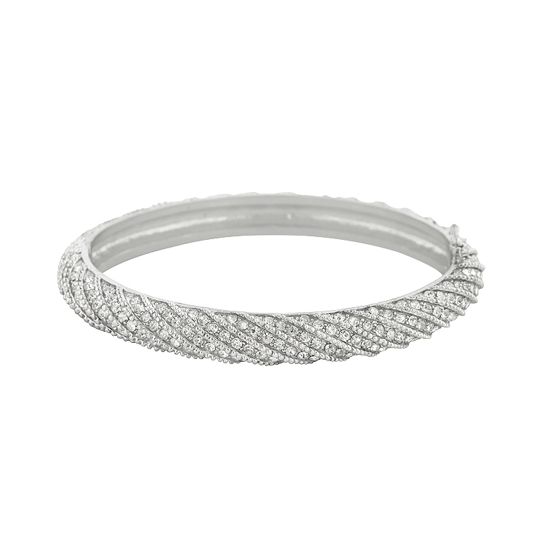Classic Twisting Clear Crystal Bangle Bracelet