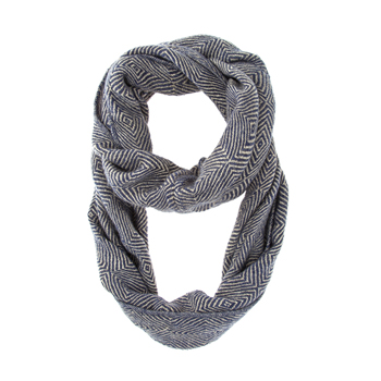 Blue Patterned Infinity Scarf