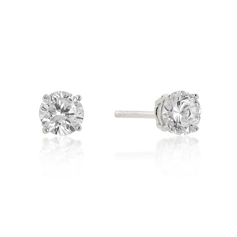 Classic 5mm New Sterling Round Cut CZ Studs Silver