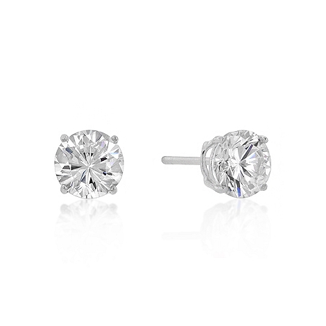 Classic 7mm New Sterling Round Cut CZ Studs Silver