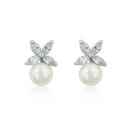 Bridal Butterfly Pearl Stud Earrings