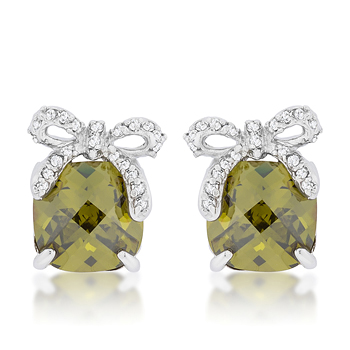 Classic Olivine Drop Earrings with Bow 11.12 CT