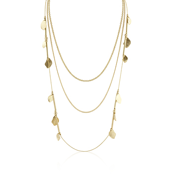Contemporary Golden Leaf and Multi-Chain Necklace