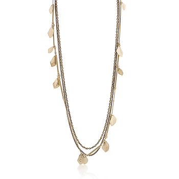 Contemporary Antique Golden Leaf and Multi-Chain Necklace