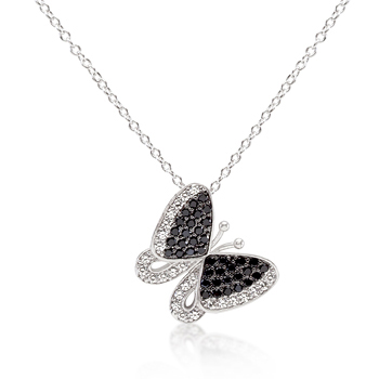 Classic Black and White CZ Butterfly Pendant