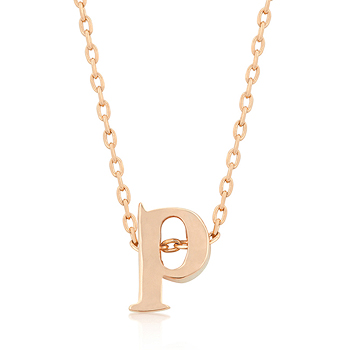 Rose Gold Initial P Pendant - Unique Design Jewelry