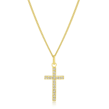 Classic Simple Golden Cross Pendant .18 CT