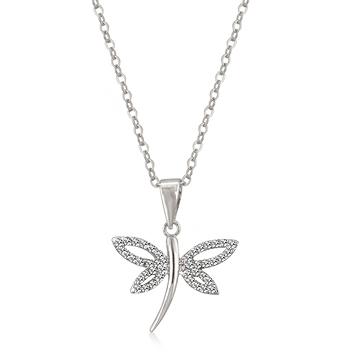 Classic CZ Dragonfly Pendant - Animal Inspired Jewelry