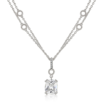 Contemporary Solitaire Pendant on Double Chain