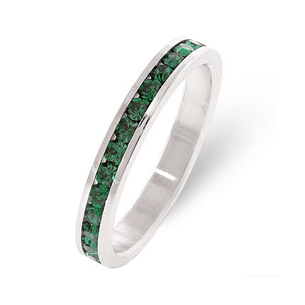 Eternity Stylish Stackables Emerald Silver Ring