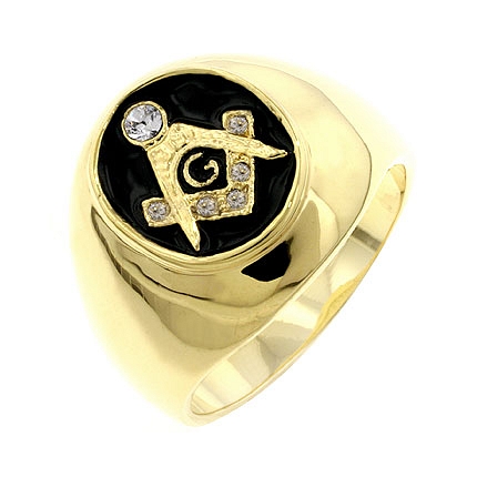 Symbolic Onyx CZ Masonic Ring