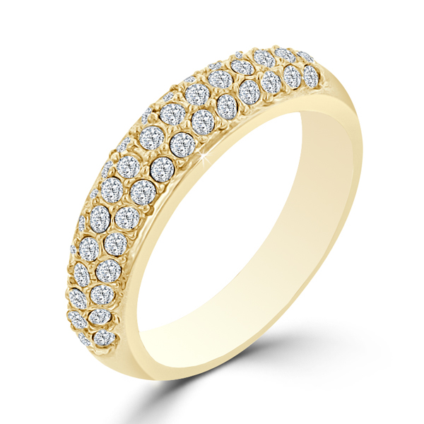 Contemporary 4 CARAT Crystal Pave Gold-Plated Wedding Ring
