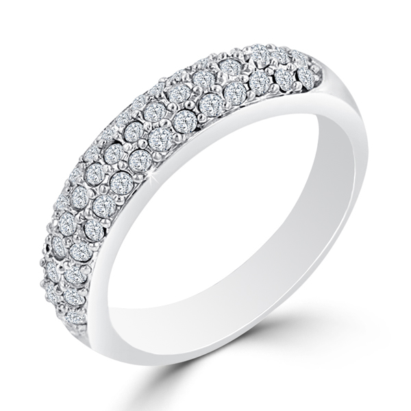Contemporary 4 CARAT Pave Crystal Silver Wedding Band