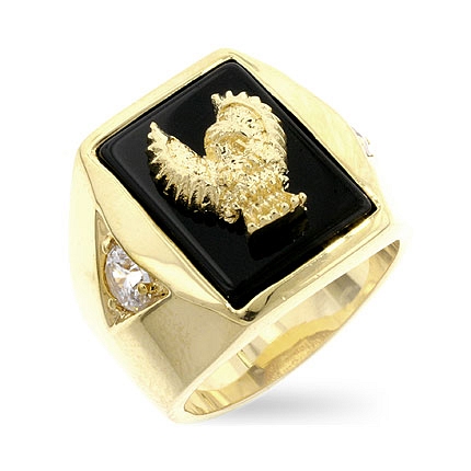 Contemporary Golden Eagle Mens Ring