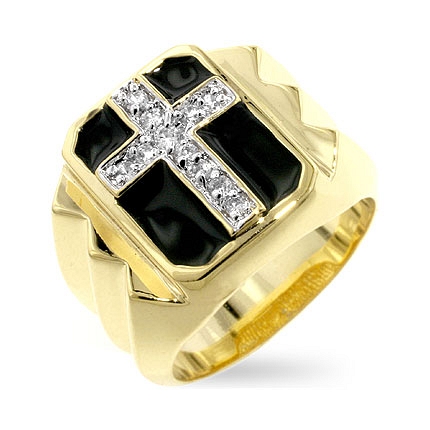 Classic Faceted Cross CZ Ring
