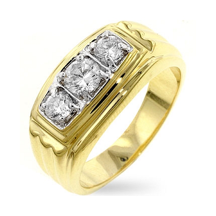 Gold Triplet CZ Ring - A Gift with Passion