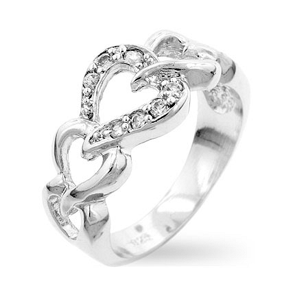Linked Hearts Eternity Silver Ring