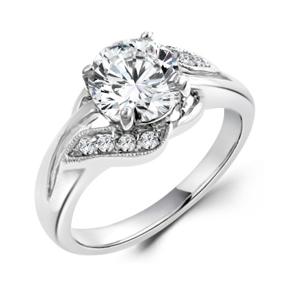 Elegant Engagement Ring with Unique Floral Design