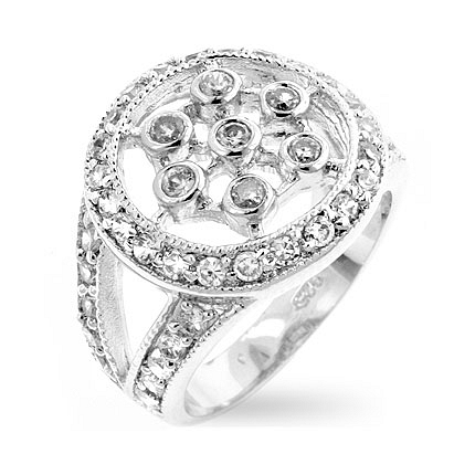 Classic CZ Web Silver Ring - Designer Fashion Jewelry