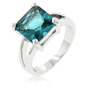 Solitaire Engagement Ring - Aqua Gypsy CZ