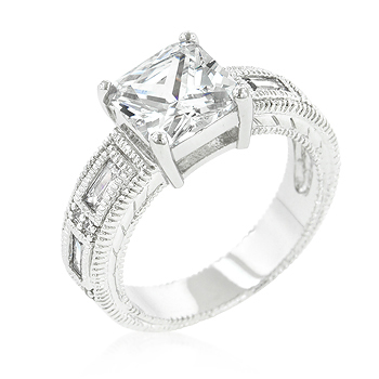 Classic 5-Stone Engagement Ring Princess & Emerald Cut CZ