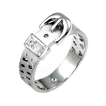 Contemporary Silver Buckle Ring