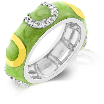 Apple Green Enamel Horseshoe Ring