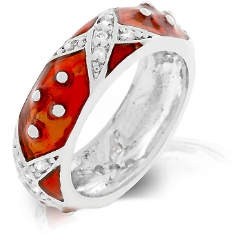 Fashion Marbled Ruby Red Enamel Ring