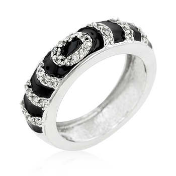 Enamel Black Ripple Ring - A Gift with Passion