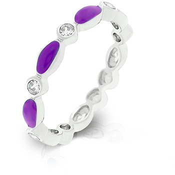 Fashion Purple Link Enamel Stacker Wedding Ring