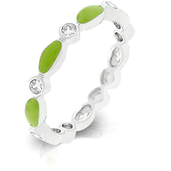 Contemporary Lime Green Link Enamel Wedding Ring