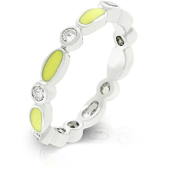 Contemporary Yellow Link Enamel Stacker Ring