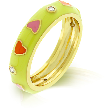 Sorbet Enamel Hearts Ring - Unique Design Jewelry