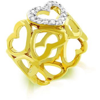 Contemporary Inverted Hearts Ring