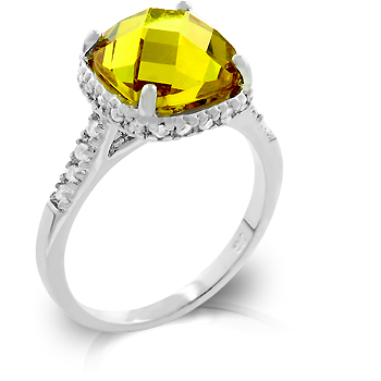 Cocktail Cushion-Cut Canary Ring