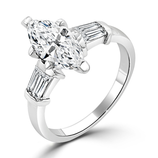 2 Carat Marquise Silver Centerpiece Engagement Ring