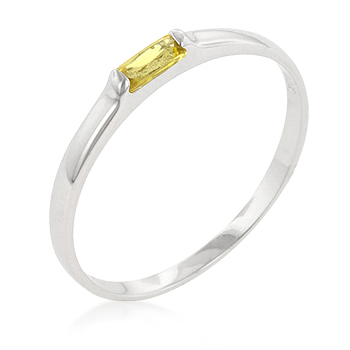 Engagement Yellow Petite Solitaire Silver Ring