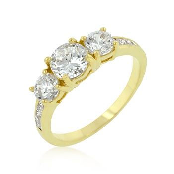 3.3 CT Three-Stone Golden Nugget Engagement Ring
