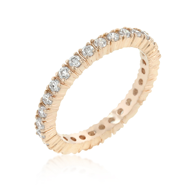 Rose Gold Plated 2.5 CT Cubic Zirconia Eternity Wedding Ring