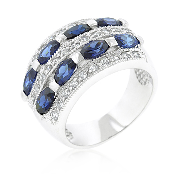 Eternity Pave Purple and Clear Cubic Zirconia Cocktail Ring