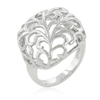 Silvertone Floral Filigree Ring