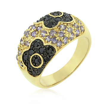 Cocktail Purple and Black Rose Ring