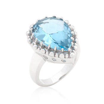 Fashion Solitaire Blue Topaz Cocktail Ring