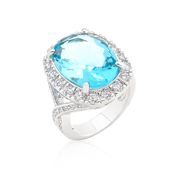 Fashion Oval Blue Topaz Cocktail Ring