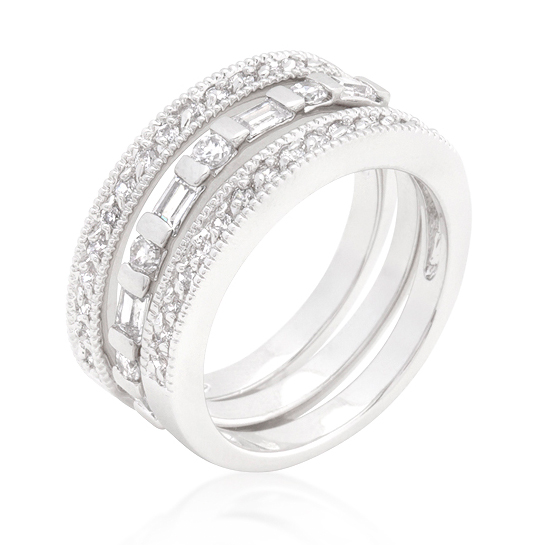 Eternity Simple CZ Wedding Ring Set