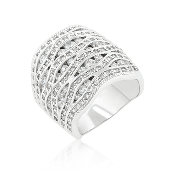 Cocktail CZ Pave Abstract Ring