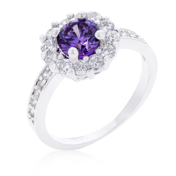 Fashion Purple Halo Engagement Ring