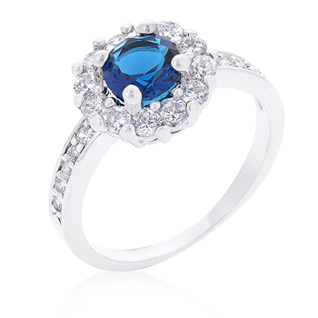 Brilliant Sapphire CZ Blue Halo Engagement Ring 2.1 CT