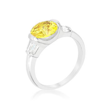 Round Cut Classic Yellow Cocktail Ring 2.44 CT