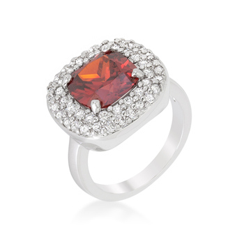Micropave Red Bridal Cocktail Ring 4.1 CT